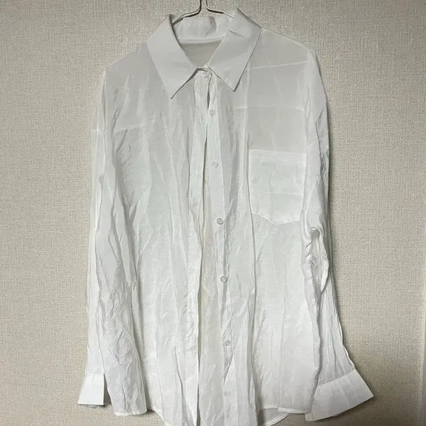 [BUNJANG] Women's White Linen Shirt (New) / 여성 화이트 린넨 셔츠 (새상품)
