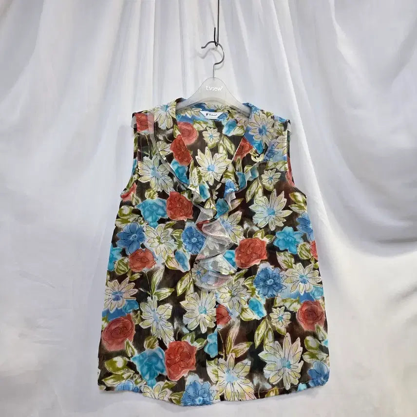 [BUNJANG] Women's Sleeveless Blouse Floral Pattern / UEL여성플라워 패턴민소매F