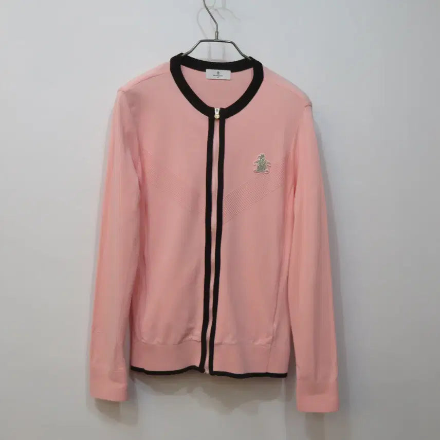 [BUNJANG] Munsingwear Coral Pink Knit Zip-Up Jacket / 먼싱웨어 코랄핑크 니트 집업