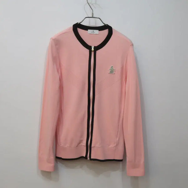 [BUNJANG] Munsingwear Coral Pink Knit Zip-Up Jacket / 먼싱웨어 코랄핑크 니트 집업