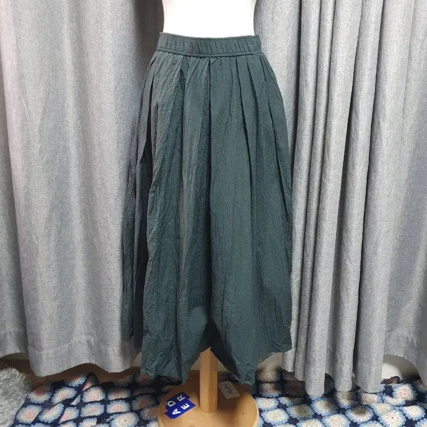 [BUNJANG] J.Plus Seersucker Green Long Skirt / 제이플러스 시어서커 그린 롱스커트