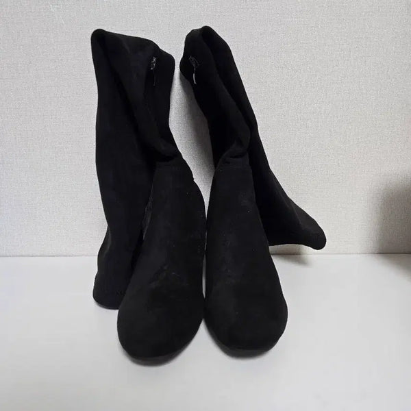 [BUNJANG] Black Suede Long Boots / 블랙 스웨이드 롱부츠