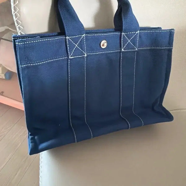 [BUNJANG] Canvas Tote Bag Navy / 캔버스 토트백 네이비