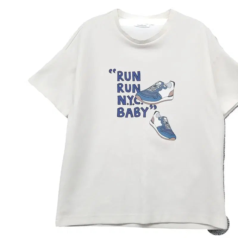 [BUNJANG] JILLSTUART Printing White Short-Sleeve T-Shirt / 질스튜어트 프린팅 화이트 반팔티 90