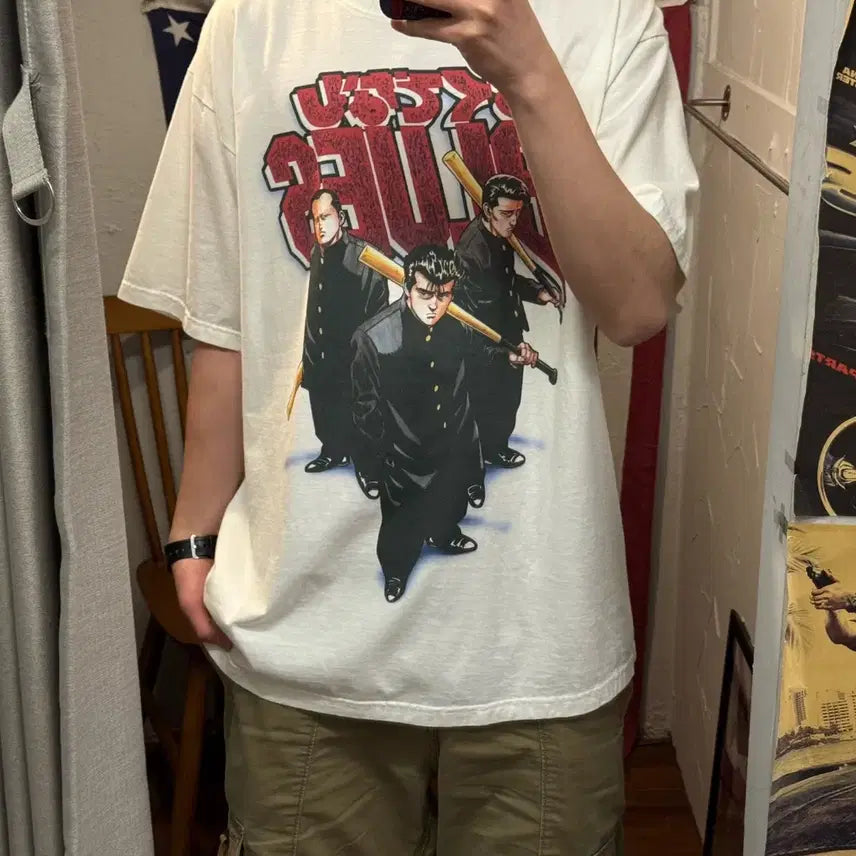 [BUNJANG] Reprinting Rokudenashi Blues Short Sleeve T-Shirt White / 리프린팅 로쿠데나시 블루스 반팔 티셔츠 화이트