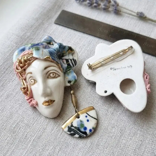 [BUNJANG] Jewelry 10 Porcelain Venetian Mask Brooch / Jewelry 10' 유니크 도자기 브로치 (빈티지 앤틱)