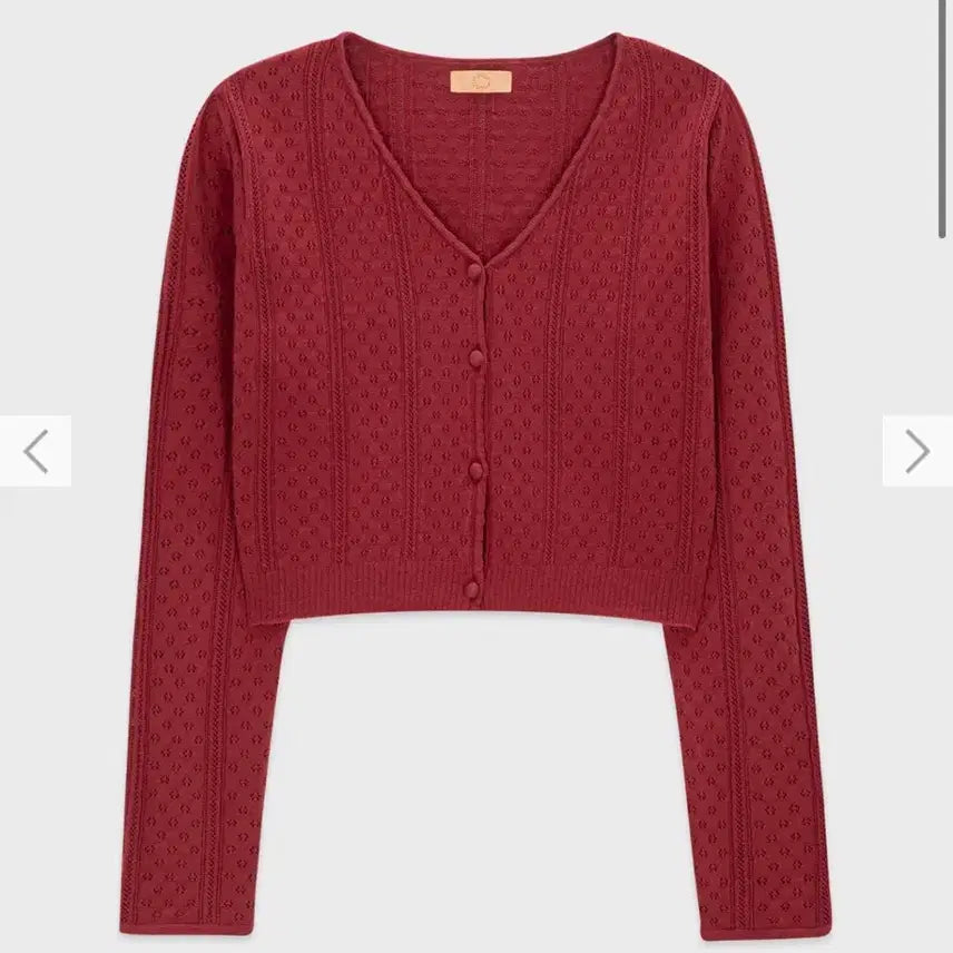[BUNJANG] Sinoon Scallop Punching Cardigan Red / Scallop Punching Cardigan 시눈 가디건 레드