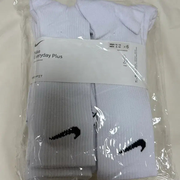 [BUNJANG] Nike Everyday Plus Cushion Crew Socks 6-Pack (White) / 나이키 에브리데이 플러스 쿠션 양말 6팩(화이트) 장목