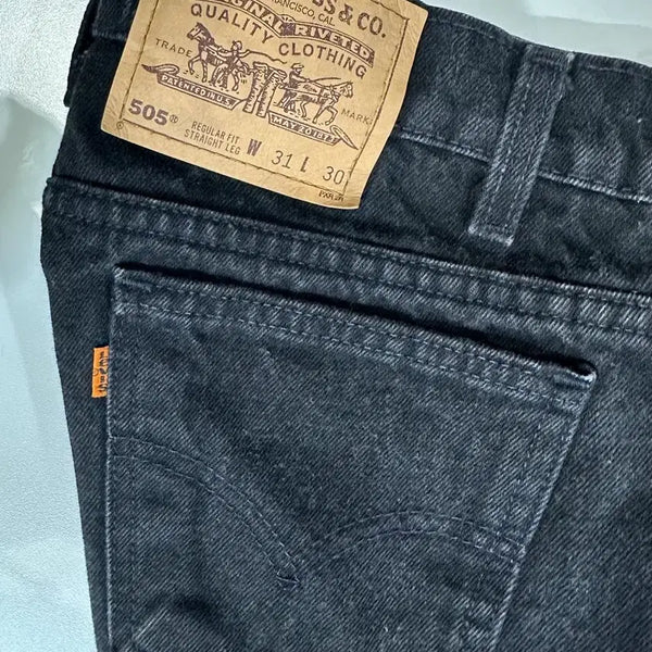[BUNJANG] Levi's 505 Orange Tab Vintage Black Jeans (Size 31x30) / 90s 리바이스 505 오렌지탭 빈티지 흑청 USA 블랙 31