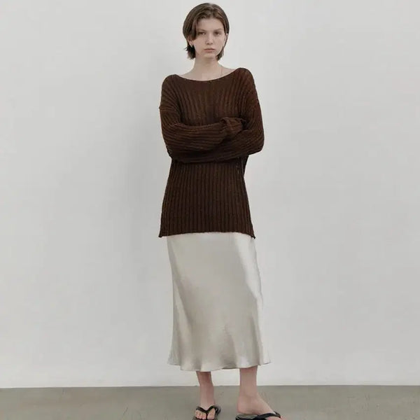 [BUNJANG] Shopged Boat Neck Pullover - Brown / 새상품)Shopged 샵게드 boat neck pullover 브라운