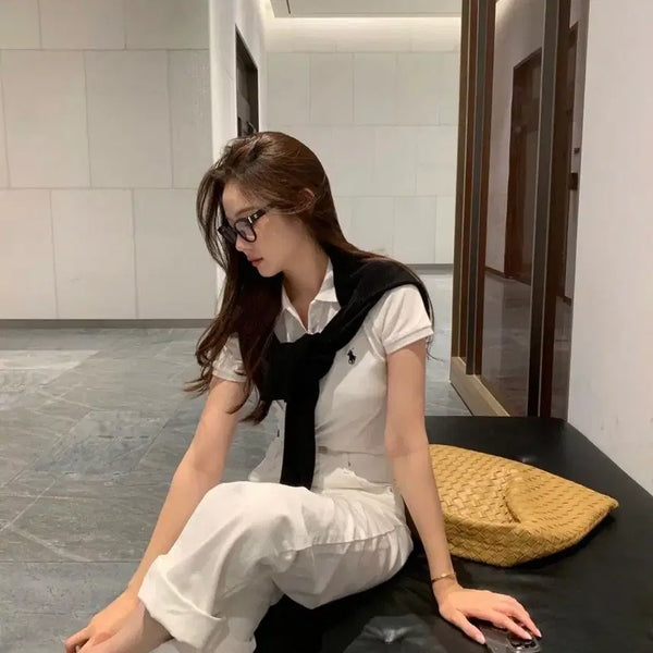 [BUNJANG] Polo Ralph Lauren Women's Short Sleeve Polo Shirt White / 폴로 랄프로렌 여성 반팔 카라티 화이트
