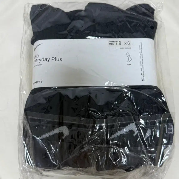 [BUNJANG] Nike Everyday Plus Cushion Crew Socks 6-Pack (Black) / 나이키 에브리데이 플러스 쿠션 양말 6팩(블랙) 장목