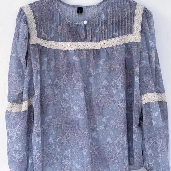 [BUNJANG] Vintage Paisley See-through Blouse / 빈티지제품 페이즐리 시스루 블라우스