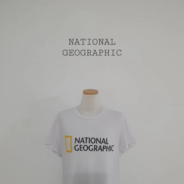 [BUNJANG] National Geographic Big Logo White Short Sleeve T-Shirt / 세일)No.26070612 내셔널 지오그래픽 빅로고 화이트 반팔티