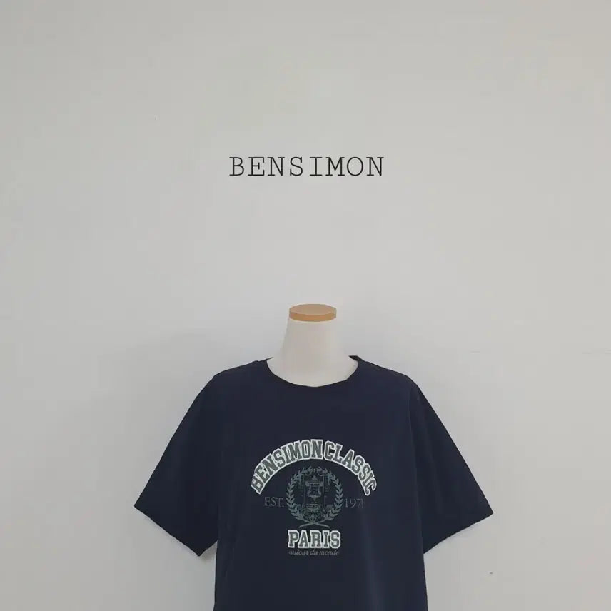 [BUNJANG] Bensimon Classic Printing Woven Short-Sleeve T-Shirt Navy / 세일)No.26070615 벤시몽 클래식 프린팅 우븐 반팔티 네이비