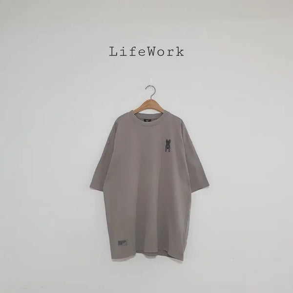 [BUNJANG] LifeWork Pigment Logo Short Sleeve T-Shirt (L, Khaki Beige) / No.26070616 라이프워크 로고 반팔 카키베이지 피그먼트