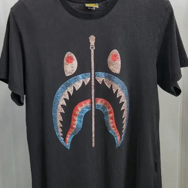 [BUNJANG] BAPE Shark Glitter Short Sleeve T-Shirt XL Black / 정품 베이프 샤크 글리터  반팔티 XL 블랙