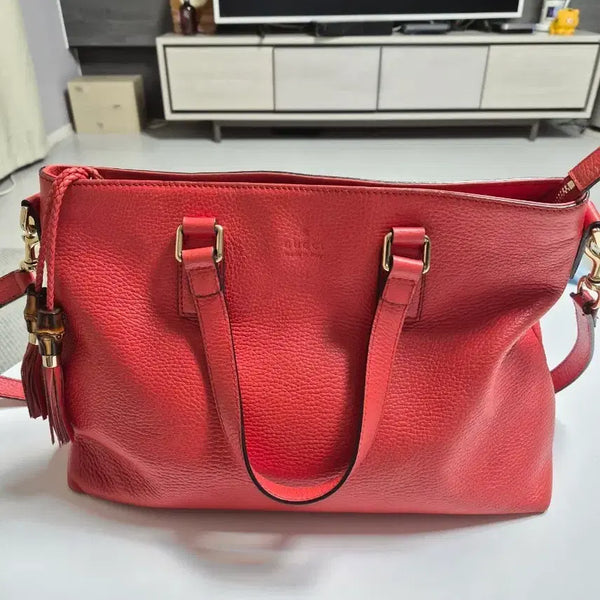 [BUNJANG] Gucci Bamboo Tassel Tote Shoulder Bag / 구찌 뱀부 테슬 토트숄더백