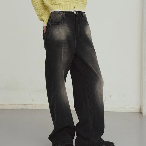 [BUNJANG] Frenca Straight Washing Denim Pants Black / 프렌다 STRAIGHT 워싱 데님 팬츠 블랙