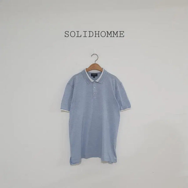 [BUNJANG] Wooyoungmi Pastel Blue Short-Sleeve Polo T-Shirt / No.26070708 솔리옴므 우영미 반팔 카라티 파스텔블루