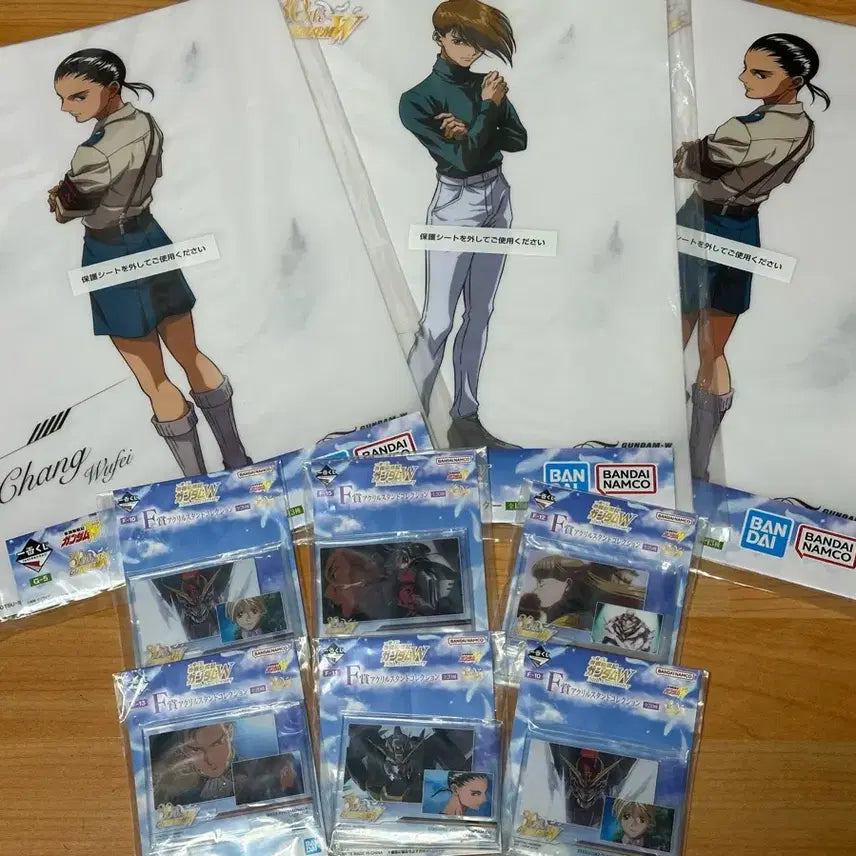 [BUNJANG] Mobile Suit Gundam Wing Ichiban Kuji G Prize & F Prize Poster & Acrylic Stand Bundle Set (9 Items) / 기동전사 건담윙 W 제일복권 g상, f상 9종 일괄