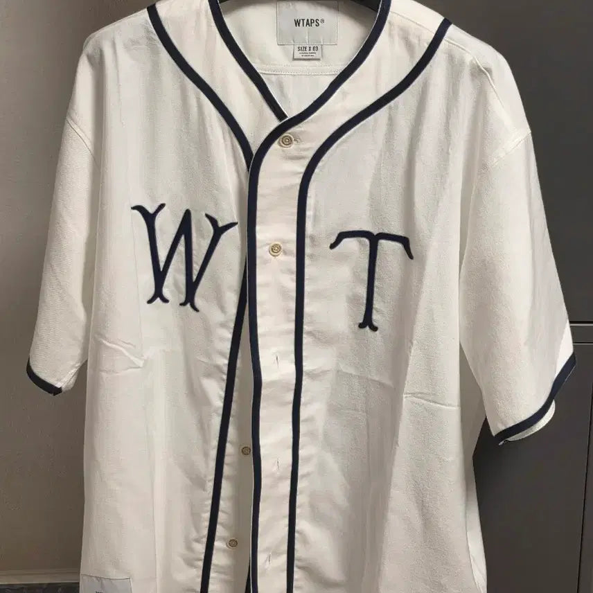 [BUNJANG] WTAPS Baseball Shirt Size L White Navy / wtaps baseball shirt(더블탭스 야구 셔츠)