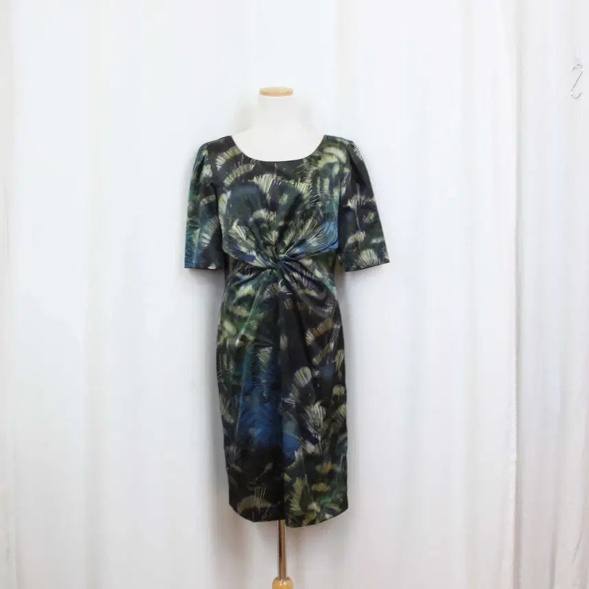 [BUNJANG] TAHARI Women's Dark Green Satin Midi Dress with Shirring Detail (Size S) / [정품] 타하리 여성 스판 다크그린 미디 원피스 (S) 상상샵