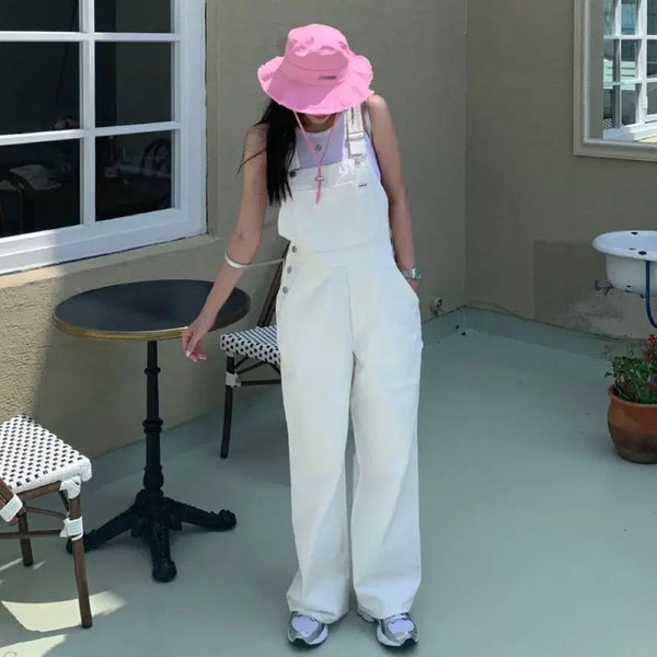 [BUNJANG] White Denim Overalls / 화이트 데님 멜빵 오버롤