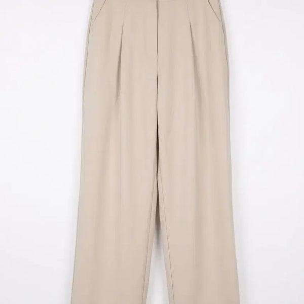 [BUNJANG] Beige Wide Leg Slacks - Size S / 베이지색 와이드 슬랙스 s사이즈