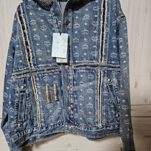 [BUNJANG] MCM x THUG CLUB Logo Denim Hooded Jacket / MCM x 떠그클럽 로고 데님 후드 자켓