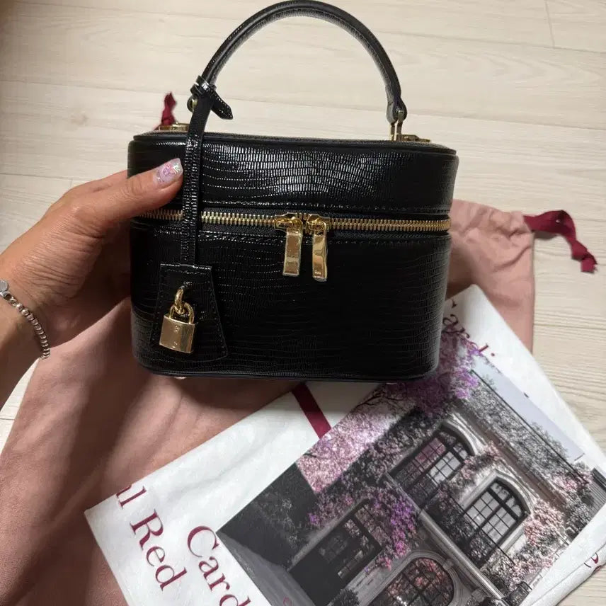 [BUNJANG] Cardinal Red Vanity Black Lizard Bag / 카디널레드 베니티 블랙 리자드