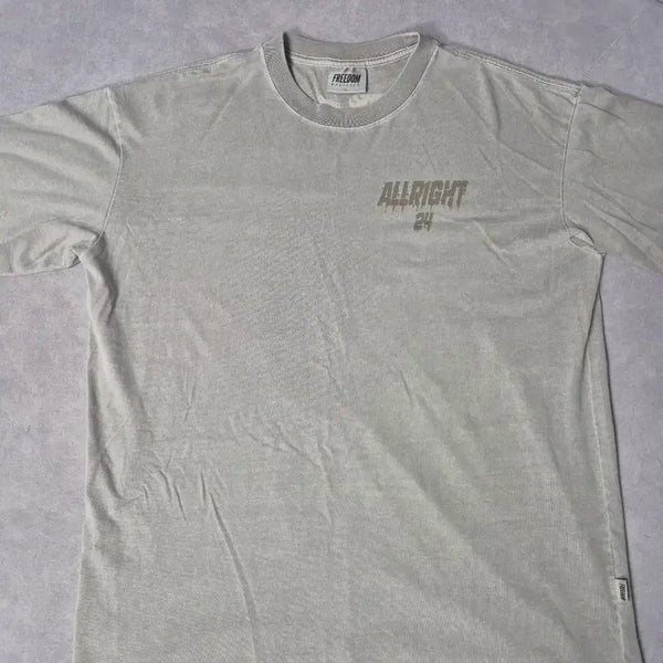 [BUNJANG] Freedom All Night Short Sleeve T-Shirt (Gray) / 프리덤 올라잇 반팔 (그레이)
