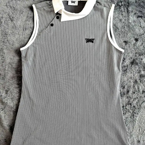 [BUNJANG] PXG Authentic Women's Sleeveless Golf Polo - Striped - Size S / [정품]PXG 골프 여성 스트라이프 카라 민소매 티셔츠 S