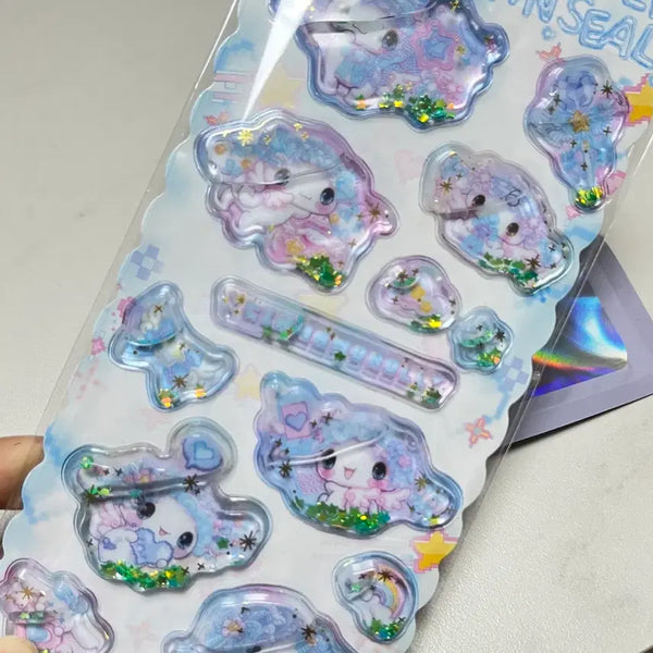 [BUNJANG] Sanrio Cinnamoroll Glitter Water Sticker & Keychain Set / 산리오 시나모롤 워터 스티커 & 키링