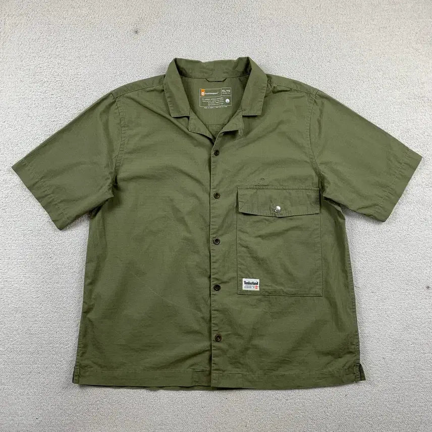 [BUNJANG] Timberland Ripstop Cotton One-Pocket Work Shirt Olive XL / 팀버랜드 립스탑 코튼 원포켓 워크셔츠 올리브