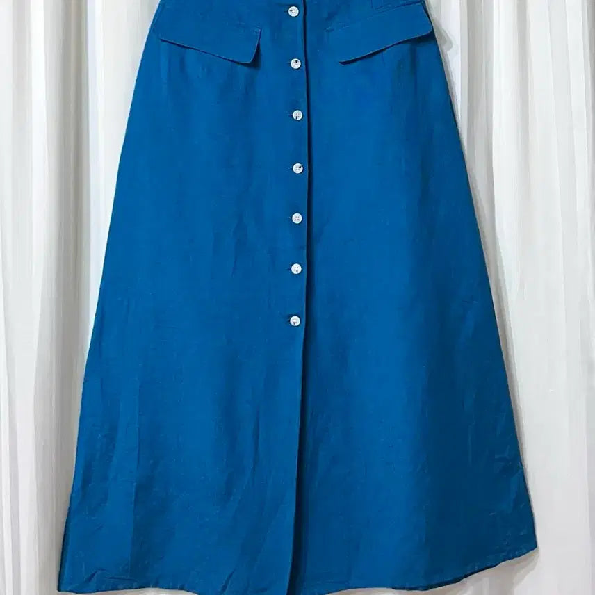 [BUNJANG] Moussy Blue Rayon Linen Long Skirt Size 0 / Moussy 블루 레이온 린넨 롱 스커트 사이즈 0 상태 좋음