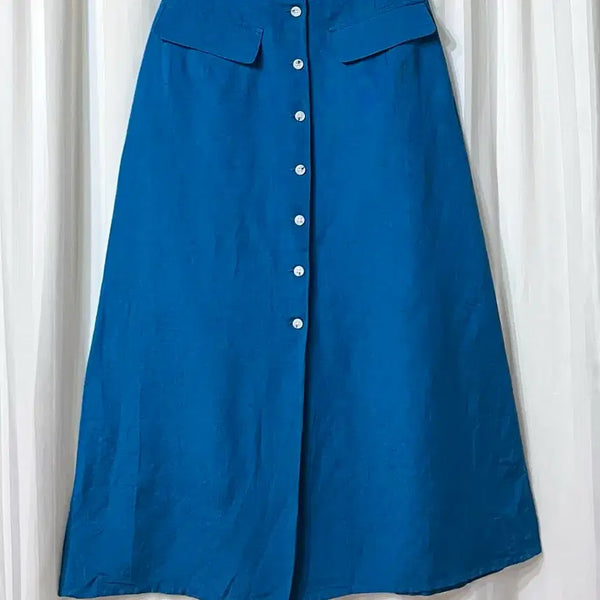 [BUNJANG] Moussy Blue Rayon Linen Long Skirt Size 0 / Moussy 블루 레이온 린넨 롱 스커트 사이즈 0 상태 좋음