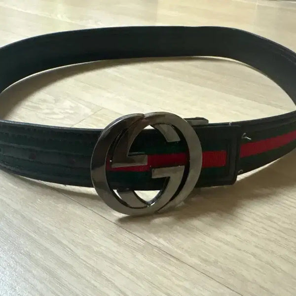 [BUNJANG] Gucci GG Logo Canvas Belt Red Green / 구찌 GG 로고 벨트 캔버스 레드 그린