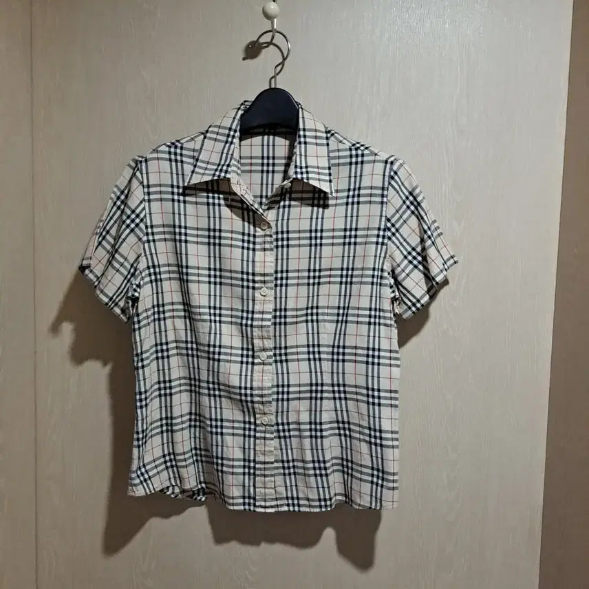 [BUNJANG] Burberry Check Short Sleeve Shirt - Size L / 버버리 체크 반팔 셔츠사이즈 L