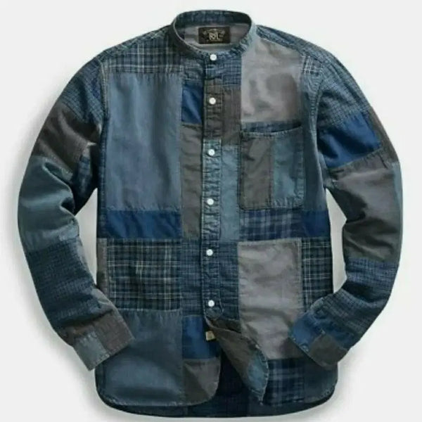 [BUNJANG] RRL Indigo Patchwork Henleys / 더블알엘 rrl 인디고 패치워크 헨리넥 L