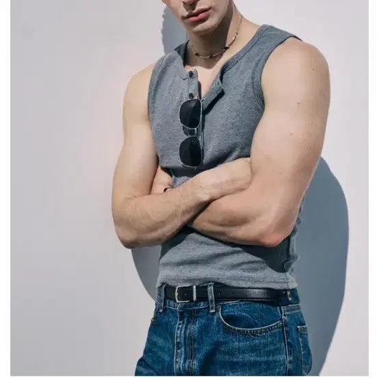 [BUNJANG] Hellet Henly Neck Sleeveless L / 헬렛 헨리넥 슬리브리스L