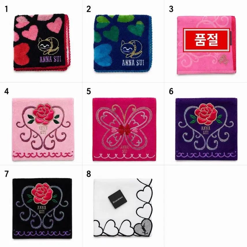 [BUNJANG] Anna Sui / Saint Laurent Handkerchief Set / 안나수이/생로랑 손수건 핸드타월 정품