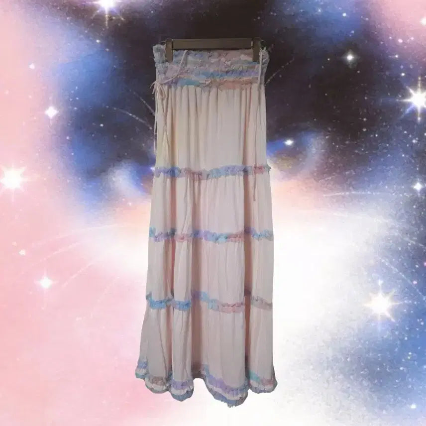 [BUNJANG] TCOS Pastel Frill Kang Kang Long Dress Mori Girl Fairy / tcos 파스텔 프릴 캉캉 롱 원피스 드레스 모리걸 페어리 사와코 로걀 오네갸루 바선생 하구미 히메갸루