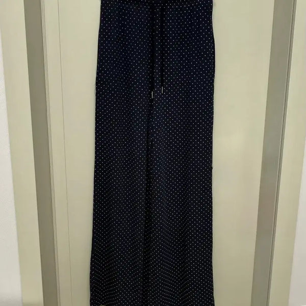 [BUNJANG] Navy Dot Pattern Wide Pants / 새상품) 네이비 도트 패턴 와이드 팬츠