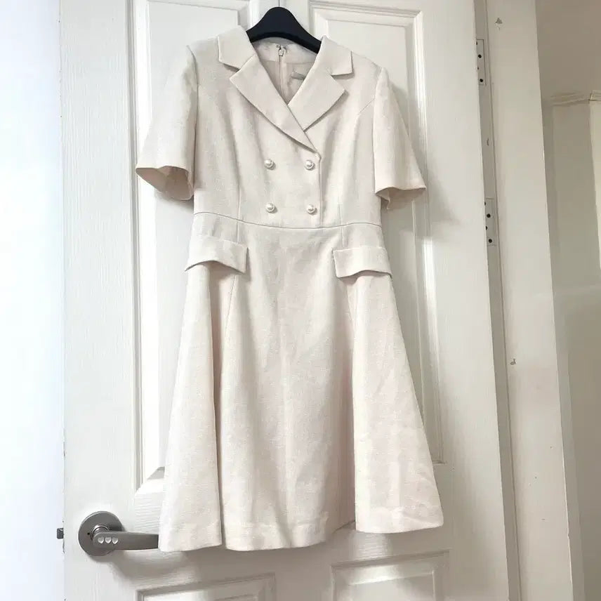 [BUNJANG] Kenneth Lady Double Pearl Tweed Short Sleeve Flare Dress / 케네스레이디 카라 더블 진주 트위드 반팔 플레어 하객 정장 원피스 66