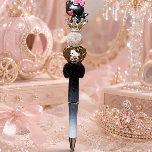 [BUNJANG] Handmade Hello Kitty Devil Bead Ballpoint Pen / 헬로키티 악마 볼펜 볼꾸 비즈볼펜 수제 볼꾸 핸드메이드 볼펜 블랙키티
