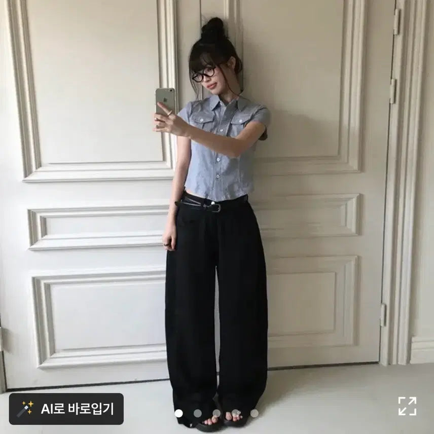 [BUNJANG] Anymore Side Pintuck Snap Wide Pants / 애니원모어 사이드 핀턱 스냅 와이드팬츠