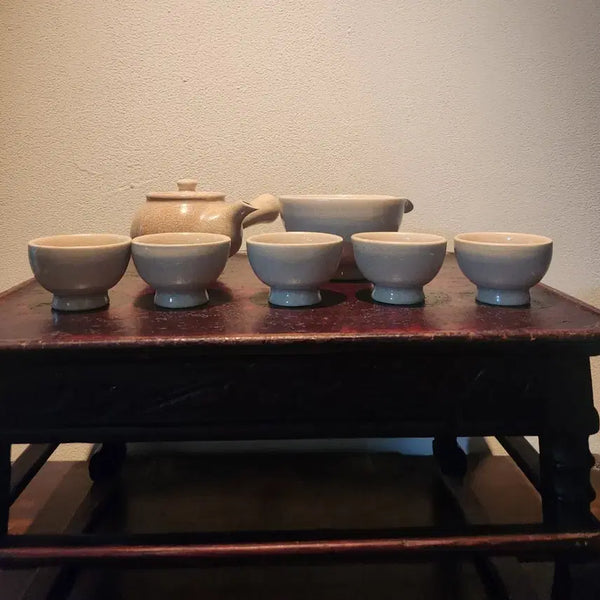 [BUNJANG] Dasanhakdang 5-Person Buncheong Tea Set / 다산학당 5인 분청 다기 세트]