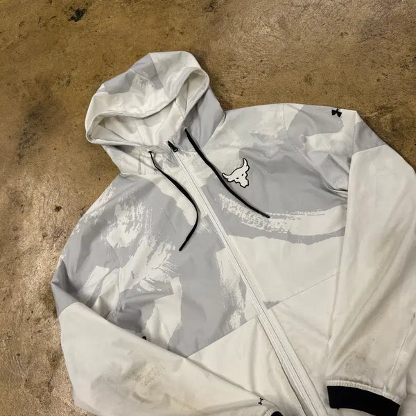 [BUNJANG] Under Armour Project Rock Windbreaker Hoodie White / [정품/L] 언더아머 프로젝트락 바람막이 후드집업 화이트