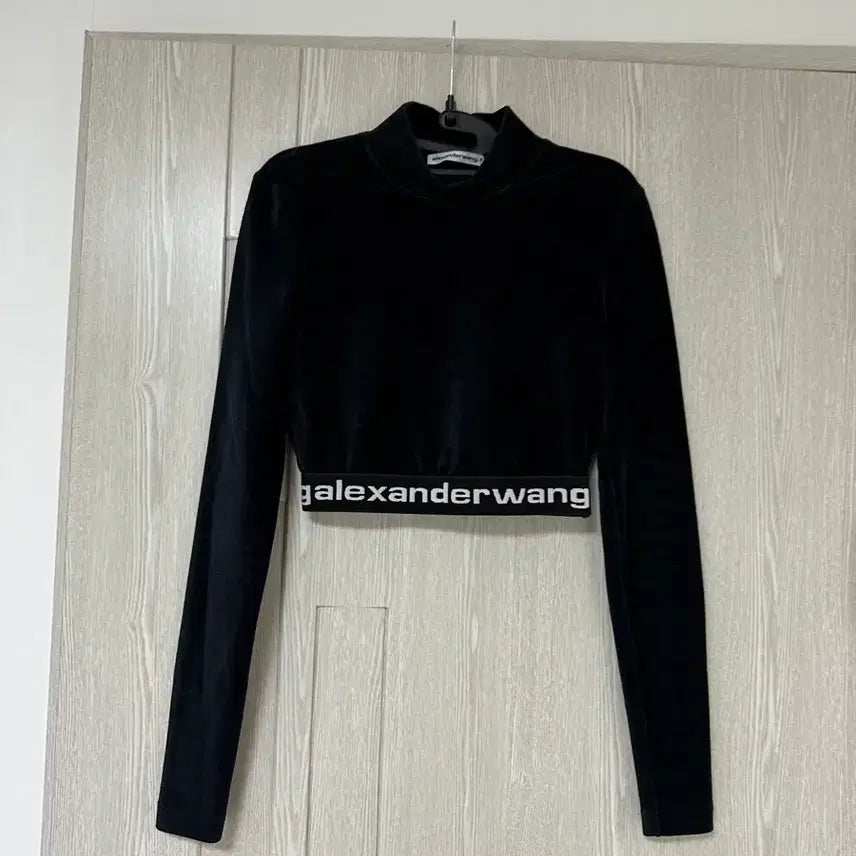 [BUNJANG] Alexander Wang Logo Velvet Cropped Top / 알렉산더왕 로고 벨벳 크롭탑 현백구입 정품